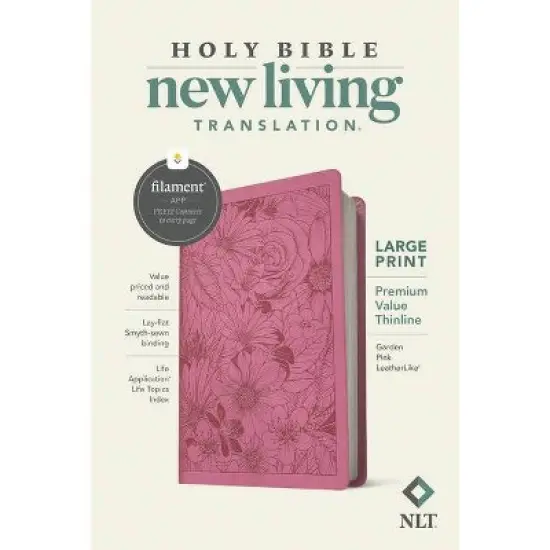 NLT Large Print Premium Value Thinline Bible, Filament Enabled (Leatherlike, Garden Pink) - by  New Living Translation (Leather Bound) image {1}