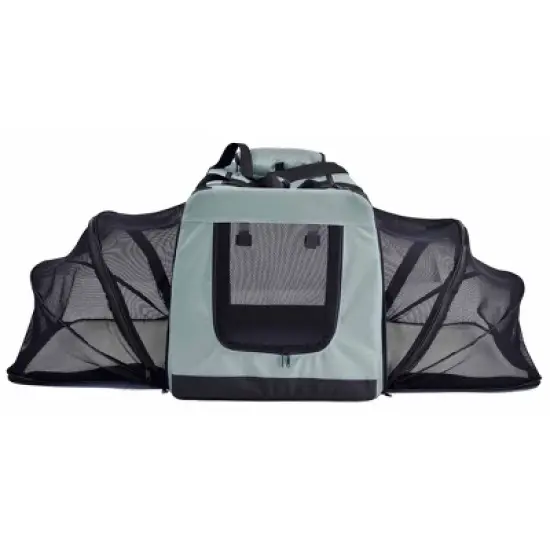 Pet Life Hounda Accordion Metal Framed Soft-Folding Collapsible Dual-Sided Expandable Dog Crate - Gray image {1}