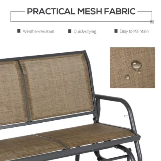 MOEPISY 2-Person Outdoor Glider Bench, Patio Double Swing Rocking Chair Brown image {3}