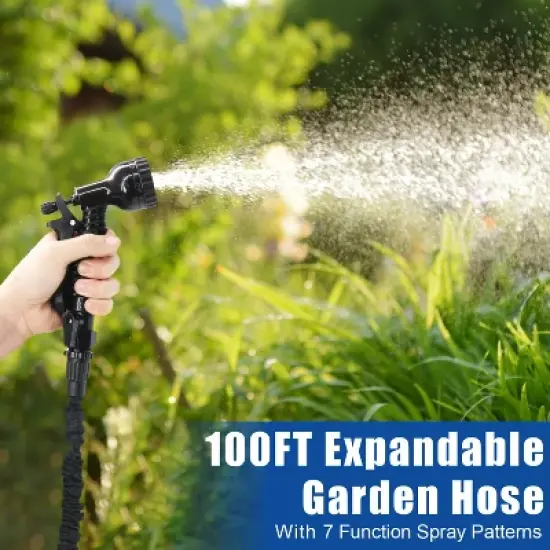 GardenJoy Expandable Water Hose 100ft (50ft &times; 2Pack) with 7 Function Spray Nozzle image {8}