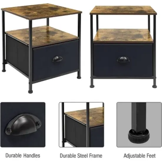 Sorbus Drawer Nightstand Shelf for Bedroom Brown image {4}