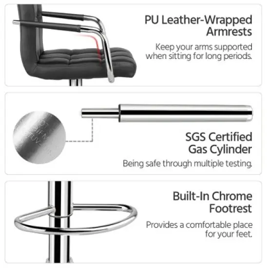 Yaheetech 2PCS Swivel Adjustable Bar Stools with Large Steel Pedestal Base for Bar Counter image {4}