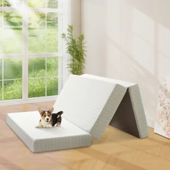 MUUEGM 6 Inch Tri-Fold Memory Foam Mattress with Washable Cover & Storage Bag, Foldable Floor Guest Bed for RV, Camping, Yoga image {10}