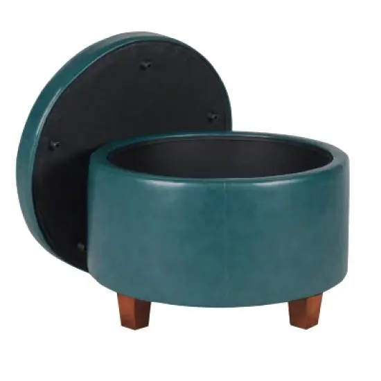 Large Round Storage Ottoman - HomePop image {2}