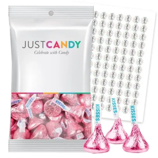 Pink Foiled Milk Chocolate Kisses Candy With Celebrate Stickers by Just Candy image {4}