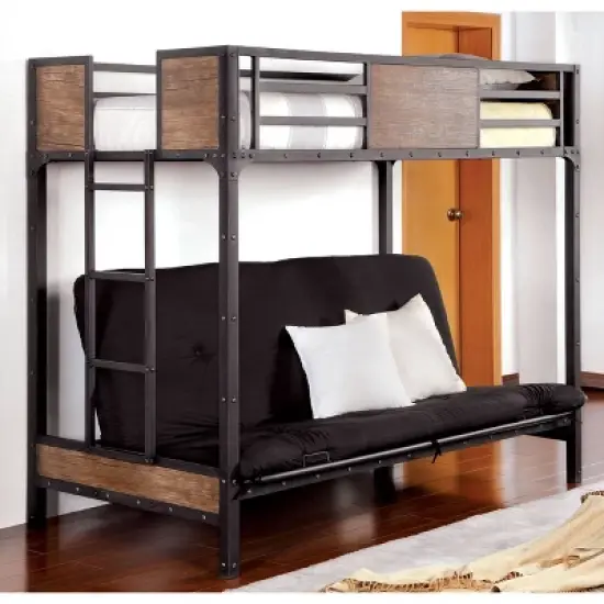 Twin Navii Kids' Bunk Bed Futon Black - HOMES: Inside + Out image {1}