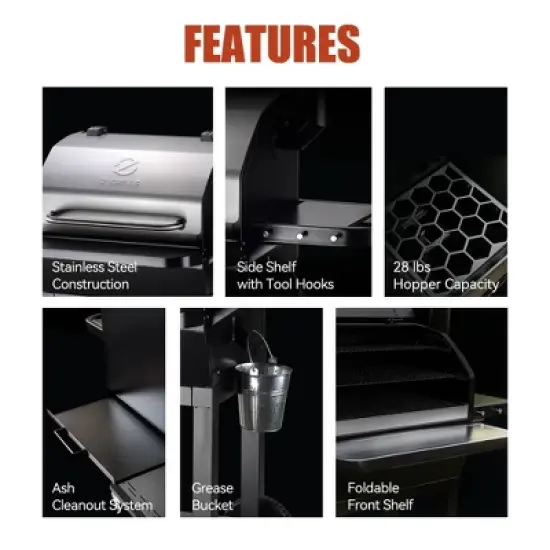 ZPG-10002B2E Wood Pellet Grill BBQ Smoker with Cover: Automated Feed, 1060 sq in - Z Grills image {12}