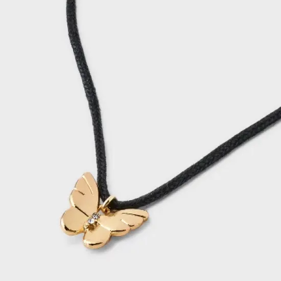 Butterfly Cord and Ear Pendant Necklace Set 2pc - Wild Fable&trade; Gold image {3}