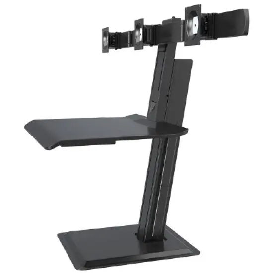 27" Standing Desk Converter with Triple Monitor Arm USB Charger Black - Rocelco image {2}