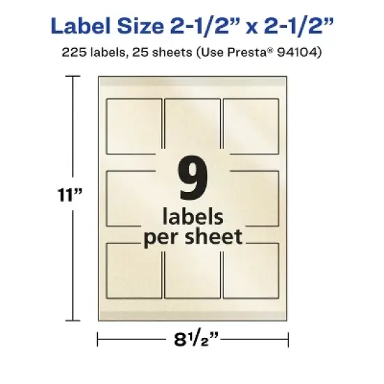 Avery Pearlized Ivory Square Labels with Sure Feed Technology, 2.5" x 2.5" image {4}