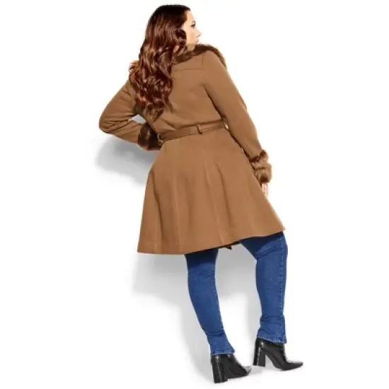 Women's Plus Size Make Me Blush Coat - caramel | CITY CHIC image {2}