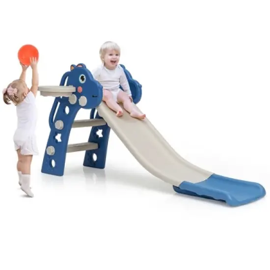Costway 3 in 1 Kids Slide Baby Play Climber Slide Set w/Basketball Hoop image {10}