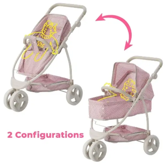 Olivia's Little World 2 in 1 Baby Doll Stroller Pram Foldable Pink/Grey OL-00009 image {1}