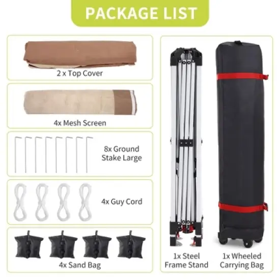 WhizMax Pop Up Outdoor Gazebo with Removable Curtains and Silver Coated Canopy image {2}