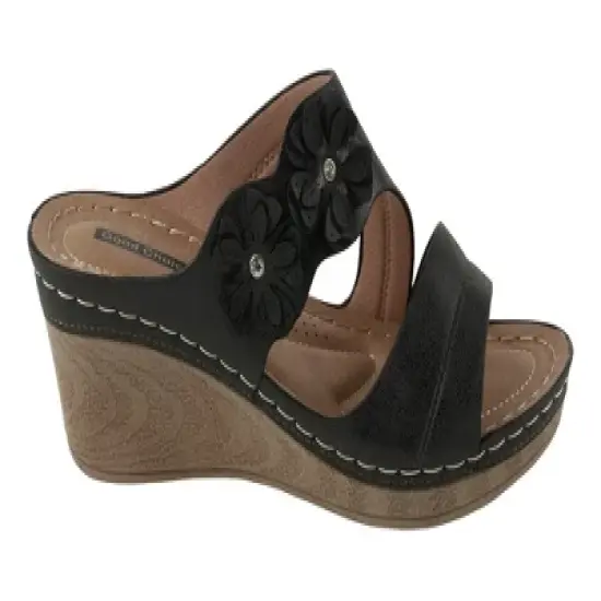 GC Shoes Rita Flower Comfort Slide Wedge Sandals image {1}