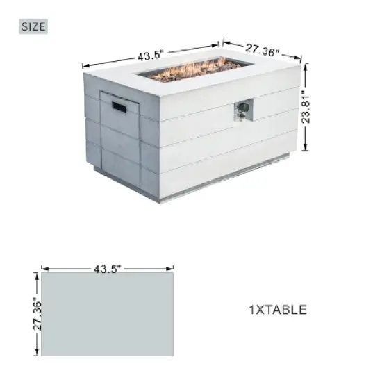 Moda Furnishings 23.8'' H x 42.5'' W Magnesium Oxide Propane Outdoor Fire Pit Table with Lid image {4}
