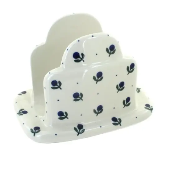 Blue Rose Polish Pottery 487 Ceramika Artystyczna Napkin Holder image {7}