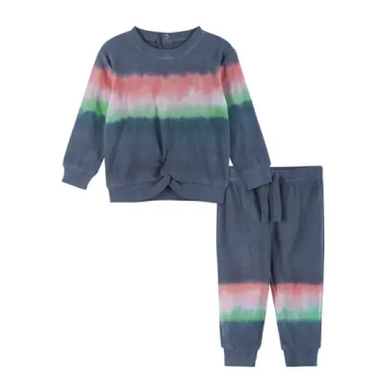 Andy & Evan  Infant  Baby Girls Navy Dip Dye Legging Set image {7}