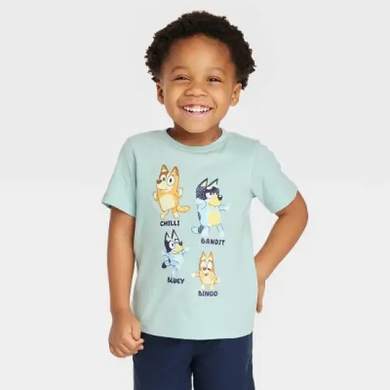 Toddler Boys' Bluey Printed Short Sleeve T-Shirt - Blue image {3}