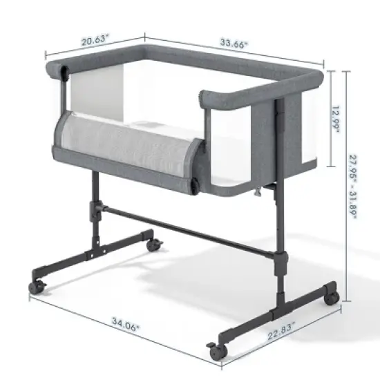 BabyBond 3 in 1 Baby Bassinet Beside Sleeper, Baby Beside Bassinet with Breathable Mesh, 5 Height Adjustable，Baby Crib for Newborn image {5}