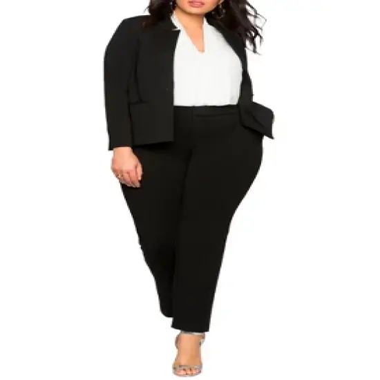 ELOQUII Women&rsquo;s Plus Size Petite The Ultimate Stretch Suit Pintuck Pant image {5}