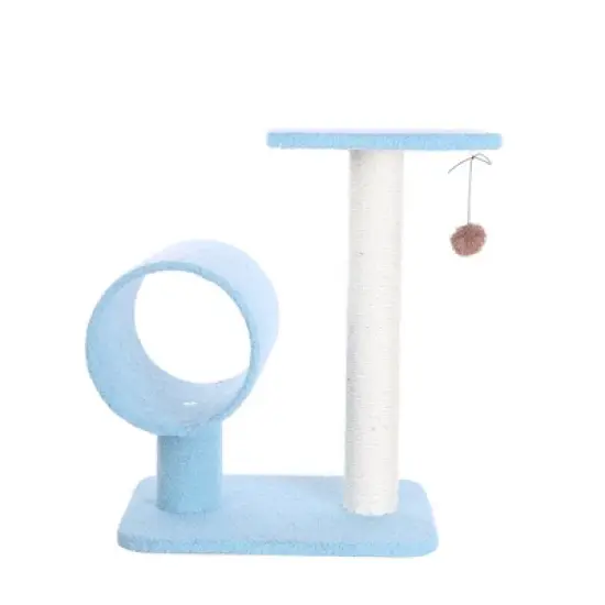 Armarkat Sky Blue 25" Real Wood Cat Tree With Scratcher And Tunnel for Privacy And Hiding, B2501 image {8}
