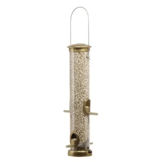 Aspects Quick-Clean Brass Tube Wild Bird Feeder with 4 Feeding Ports, 1.25qt Seed Capacity image {1}