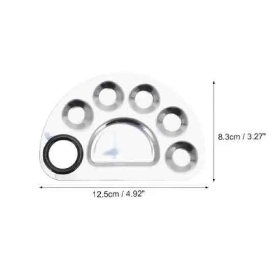 Unique Bargains Portable Small Semicircle Nail Art Palette Silver Tone 1 Set image {3}