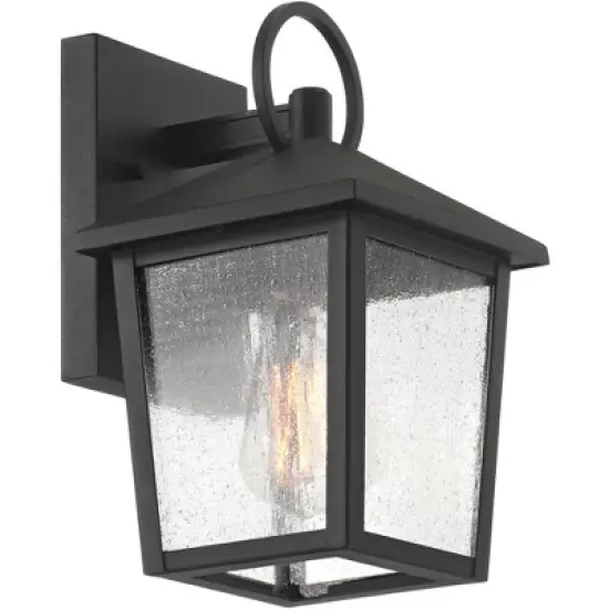 John Timberland Westmont 10 1/2" High Modern Outdoor Wall Light Fixture Mount Porch House Exterior Weatherproof Sand Black Aluminum Seeded Glass Shade image {6}