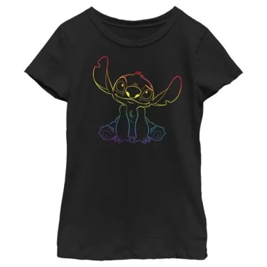 Kids Lilo & Stitch Sitting Cute with Rainbow Pride T-Shirt image {3}