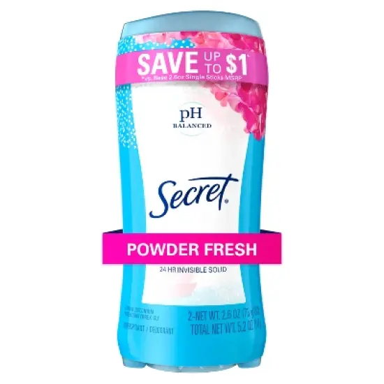 Secret Invisible Solid Antiperspirant & Deodorant - Powder Fresh Twin Pack - 2.6oz/2ct image {9}
