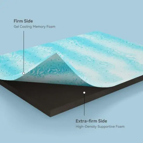 Dyonery Extra Firm Mattress Topper Twin Size 3 Inch, Pain Relieving Foam Bed Topper, Gel Memory Foam&High-Density Foam Mattress Pad image {4}