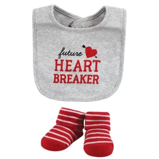 Hudson Baby Infant Boy Cotton Bib and Sock Set, Valentine Heartbreaker, One Size image {3}