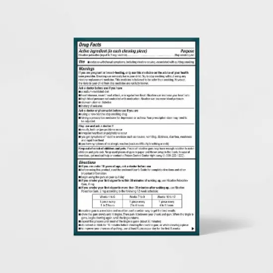 Coated Nicotine 2mg Gum Stop Smoking Aid - Mint - 100ct - up&up&trade; image {2}