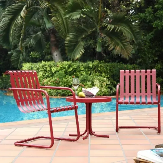 Gracie 3pc Outdoor Seating Set - Dark Red - Crosley image {1}