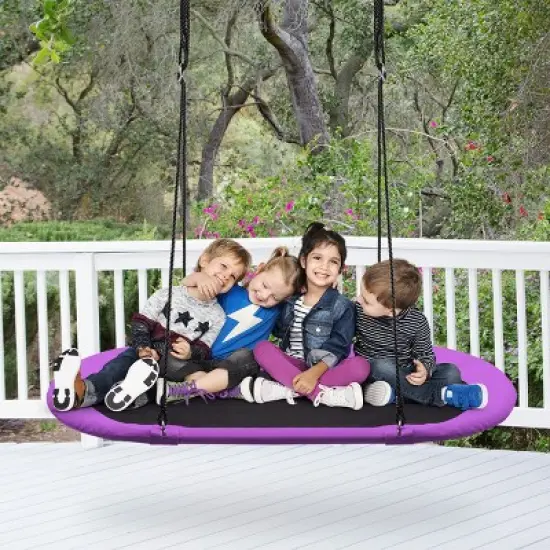 Infans 60" Saucer Tree Swing Surf Outdoor Adjustable Kids Giant Oval Platform Purple image {1}