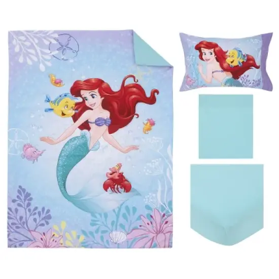 Disney The Little Mermaid Be Fearless Aqua, Lavender, and Orange Ariel 4 Piece Toddler Bed Set image {7}