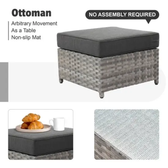 Ovios Tenaya 10pc Wicker Outdoor Patio Furniture Set Conversation Sofa with a Storage Fire Pit, Swivel Chairs and Cushions image {8}