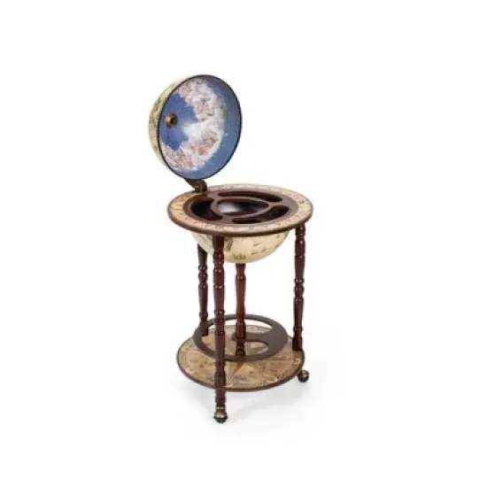 MOEPISY 17 Inch Wooden Globe Liquor Bottle Wine Rack with Wheels image {8}