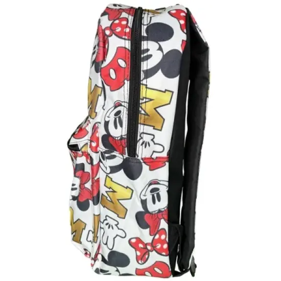 Disney Mickey Minnie Mouse All Over Print 16" Backpack w/ Front Pocket White image {5}