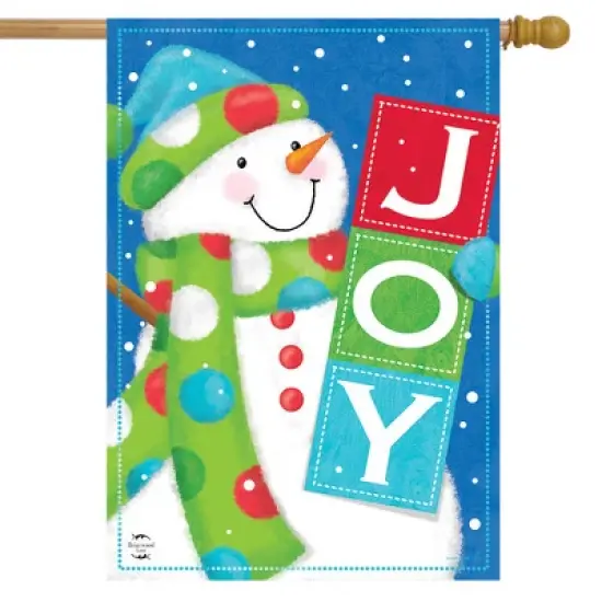 Briarwood Lane Snowman Joy Winter House Flag Hat and Scarf 28" x image {1}