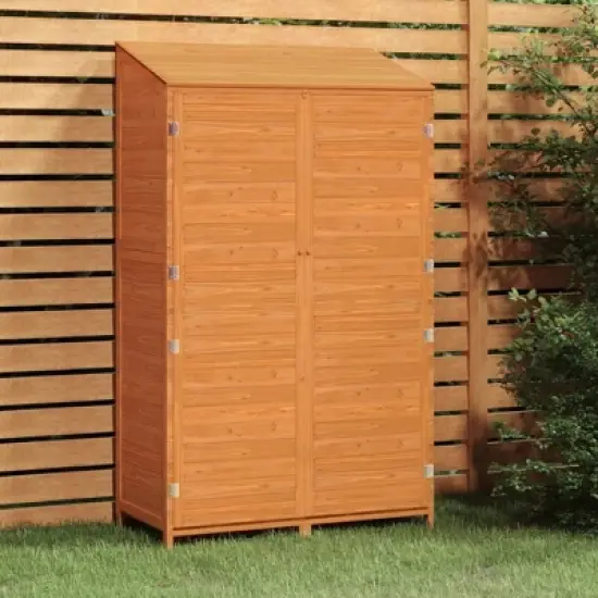 vidaXL Garden Shed for Tool Storage House Outdoor Backyard Solid Fir Wood - Brown 40.2" x 20.5" x 68.7" image {1}
