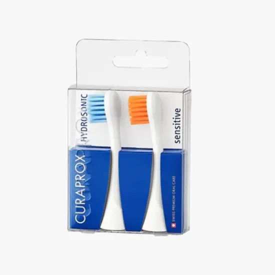 Curaprox Hydrosonic Rainbow Sensitive Brush Heads, Blue/Orange, 2 pcs image {7}