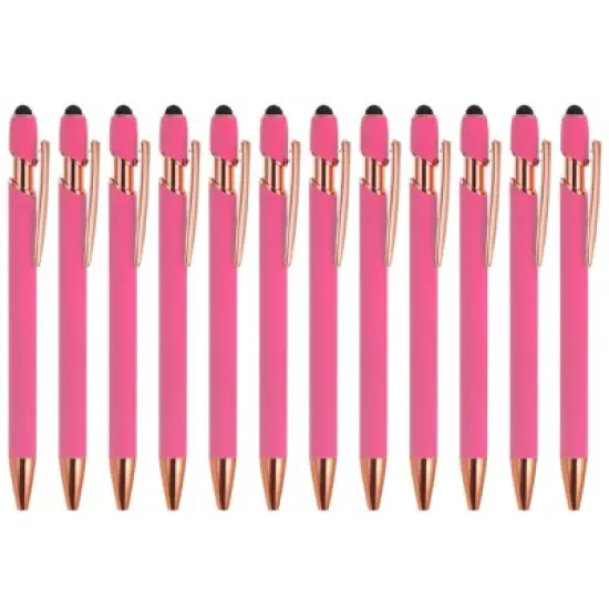 Unique Bargains Metal Black Ink Medium Screen-touching Tip Ballpoint Pen Style 2 12 Pcs image {12}