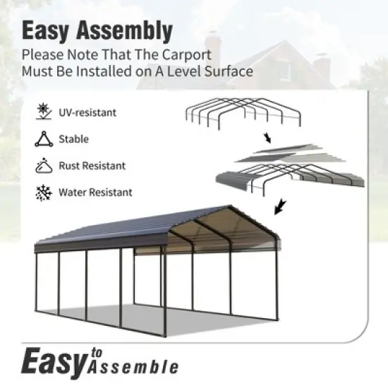 Captiva Designs 12&rsquo; x 20&rsquo; Heavy Duty Metal Carport - Versatile Shelter with Optional Sidewalls image {3}