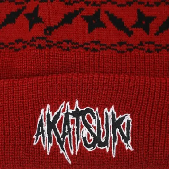 Naruto Akatsuki Symbol Adult Ribbed Beanie image {1}