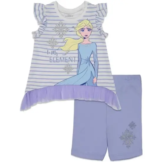 Disney Frozen Princess Anna Elsa Baby Girls T-Shirt and Shorts Outfit Set - Little Kid  image {9}