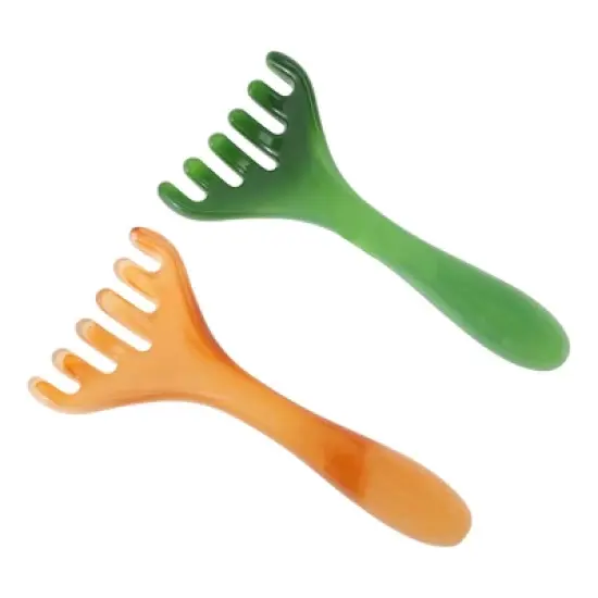 Unique Bargains Antler-shaped Head Massage Comb Green Brown 1 Pc image {5}