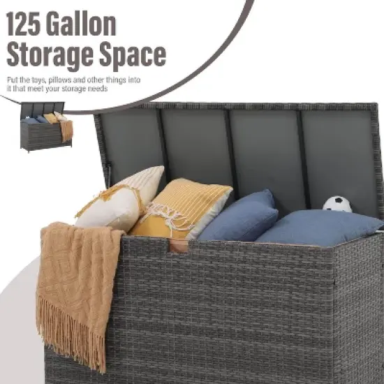 My Depot 125 Gallon Large Wicker Deck Box image {9}