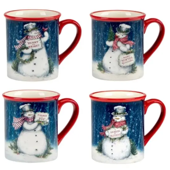 Certified International Set of 4 20oz Snowman Greetings Mugs image {1}